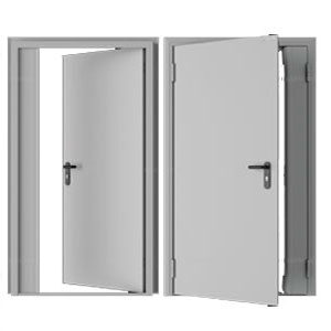 Дверь DoorHan/1750/2050/Противопож.EI60/двухств./глухая/глад./глад./RAL7035/лев./угл. рама, DPG60/1750/2050/7035/L/N