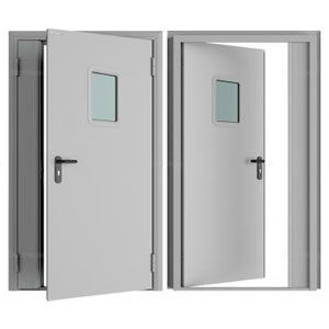 Дверь DoorHan/1750/2050/Противопож.EI60/двухств./остеклен./глад./глад./RAL7035/прав./угл. рама, DPO60/1750/2050/7035/R/N